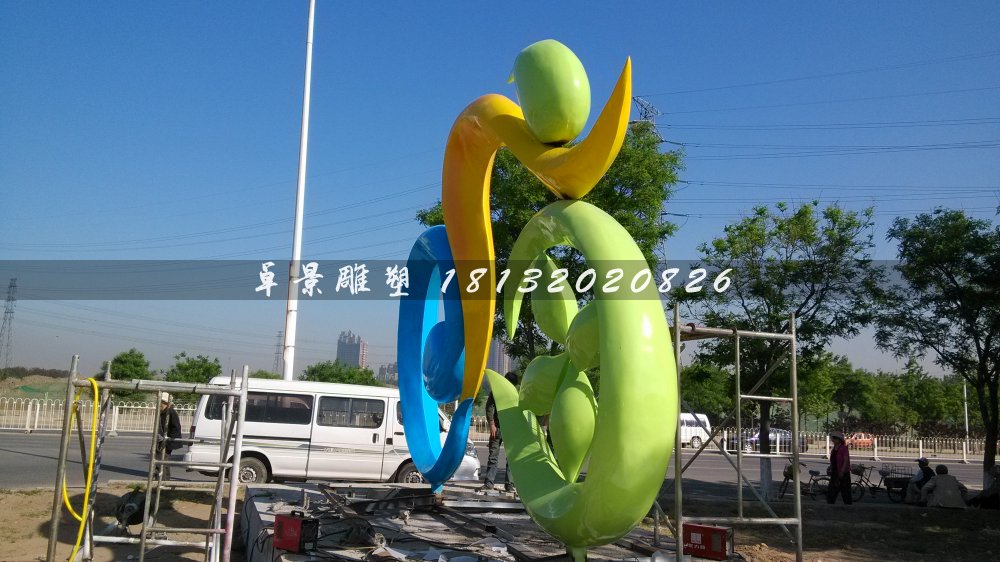 不銹鋼卡通雕塑，彩色不銹鋼雕塑