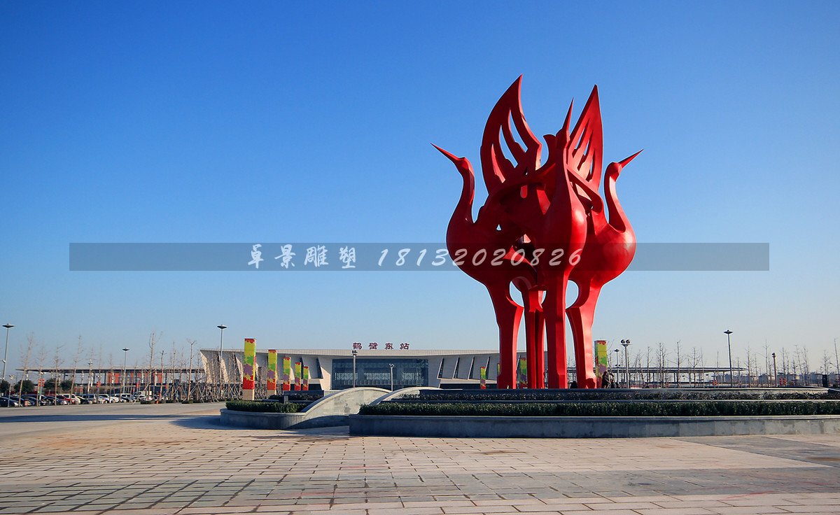不銹鋼仙鶴雕塑，抽象仙鶴雕塑 (1)