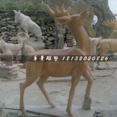 石頭鹿，石雕鹿雕塑，1.2米高石雕鹿