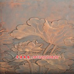 鍛銅荷花浮雕，鍛銅荷葉雕塑
