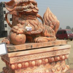 石頭看門獅子，石雕獅子