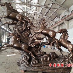 八馬銅雕，八馬奔跑銅雕