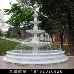 噴泉石雕，漢白玉噴泉，三層石噴泉