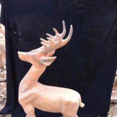 小鹿石雕，晚霞紅小鹿雕塑