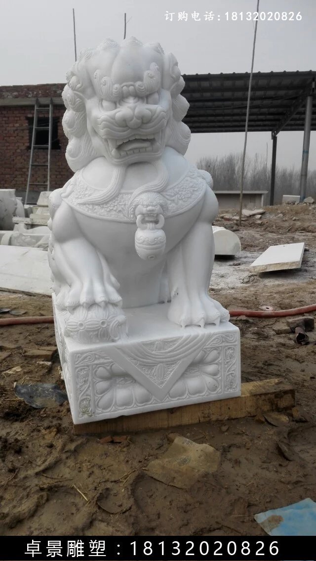 漢白玉獅子雕塑，北京獅漢白玉雕塑 (1)