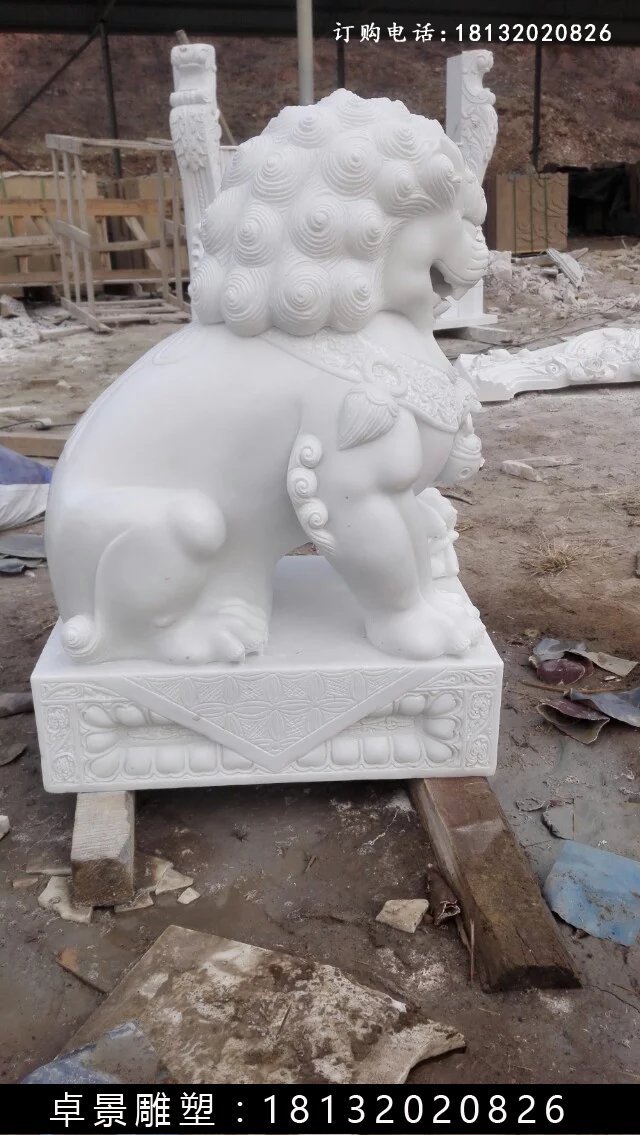 漢白玉獅子雕塑，北京獅漢白玉雕塑 (3)
