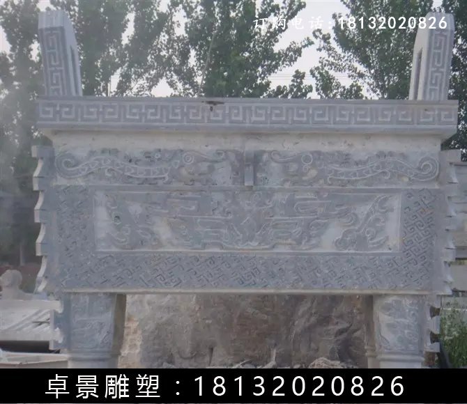 石方鼎，仿古石鼎，石香爐雕塑 (2)