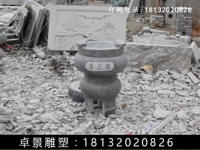 石圓鼎，石香爐雕塑 (1)