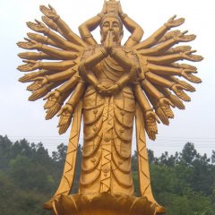千手觀音銅雕，貼金千手觀音雕塑
