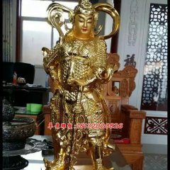 韋佗佛護(hù)法銅雕，鎏金銅韋佗護(hù)法雕塑