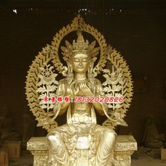 菩薩銅雕，貼金菩薩雕塑