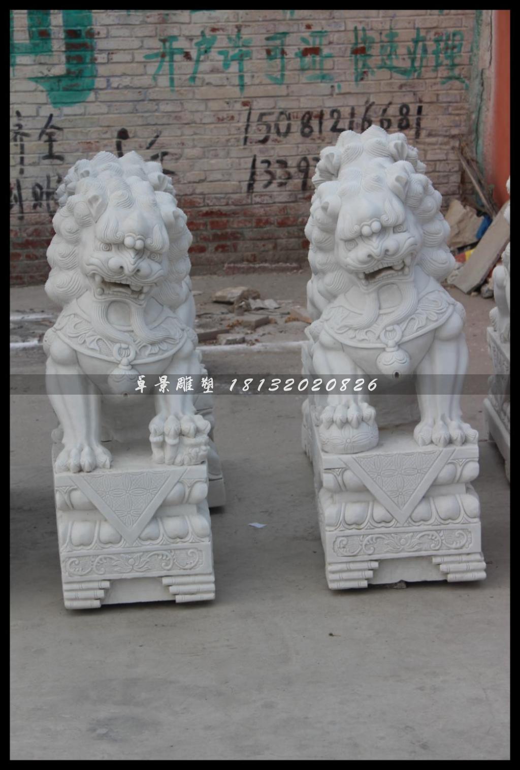 獅子石雕，漢白玉獅子雕塑 (2)
