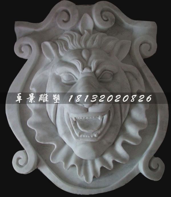 漢白玉獅子頭雕塑，獅子頭石雕 (2)