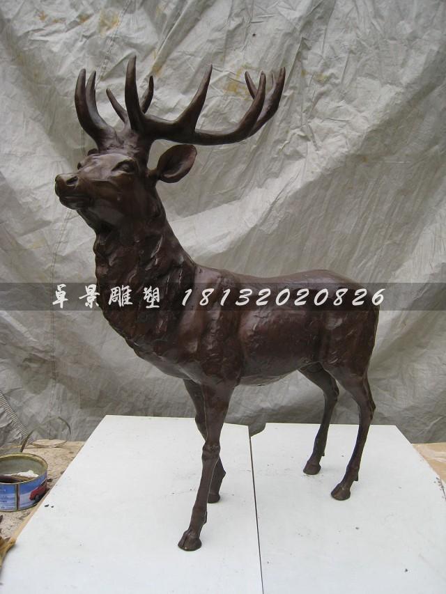 梅花鹿銅雕，紫銅梅花鹿雕塑