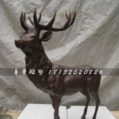 梅花鹿銅雕，紫銅梅花鹿雕塑