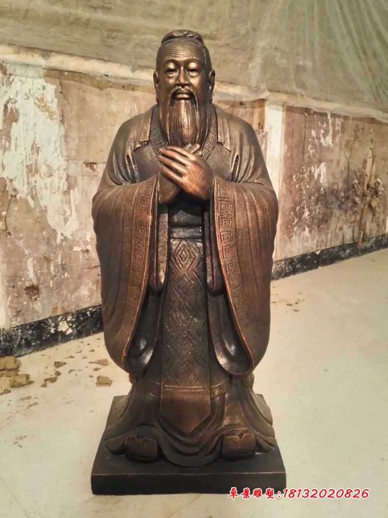 孔子銅雕，鑄銅孔子雕塑，校園名人銅雕 (1)