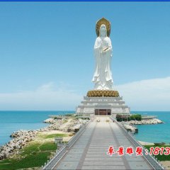 觀音菩薩石雕，漢白玉立式觀音菩薩石雕