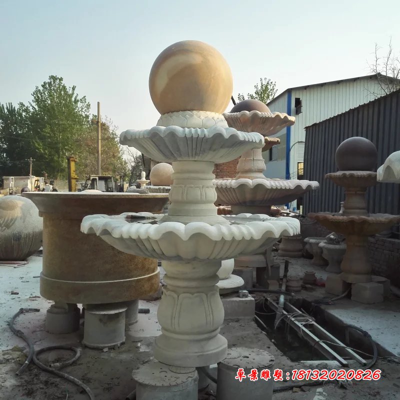 風(fēng)水球石雕，兩層風(fēng)水球雕塑 (2)