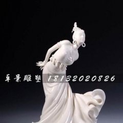 美女跳舞石雕，漢白玉美女雕塑