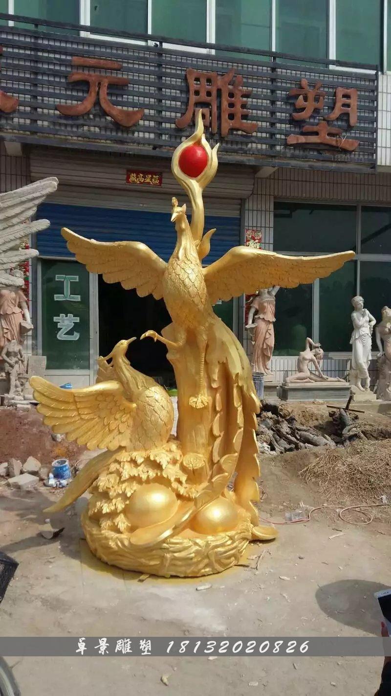 玻璃鋼鳳凰雕塑，玻璃鋼動(dòng)物雕塑