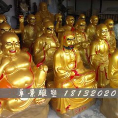 十八羅漢銅雕，十八羅漢彩繪銅雕