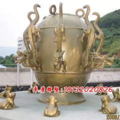 地動(dòng)儀銅雕，地震儀銅雕