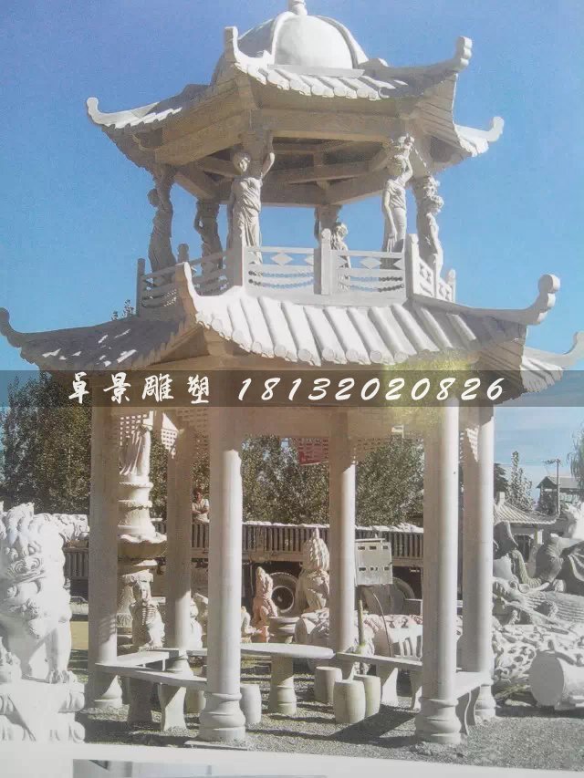 兩層亭子，六角石亭，石雕亭子