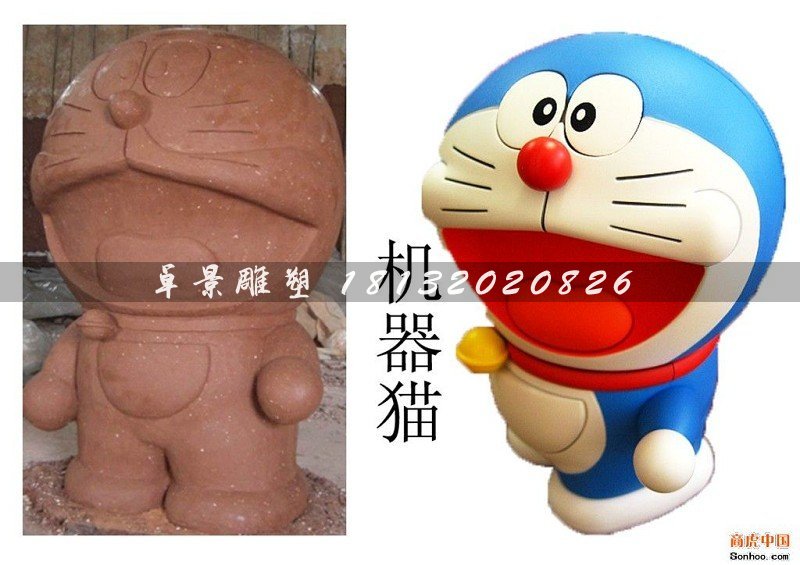 仿真機器貓雕塑，玻璃鋼機器貓雕塑