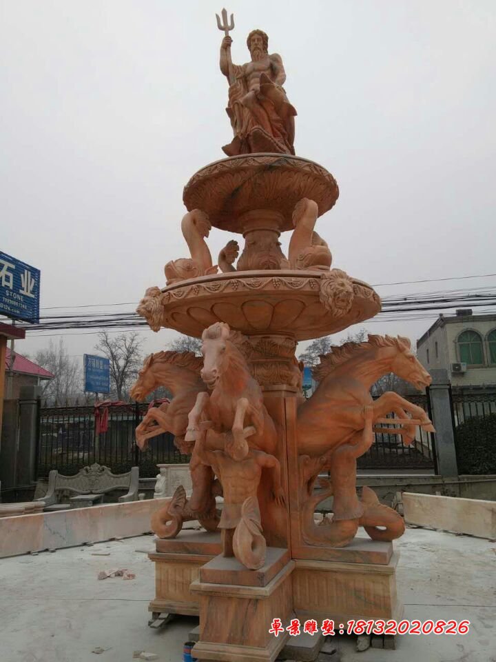 噴泉石雕，晚霞紅歐式噴泉石雕