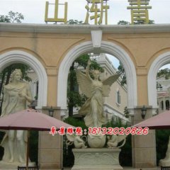 天使石雕，漢白玉天使石雕