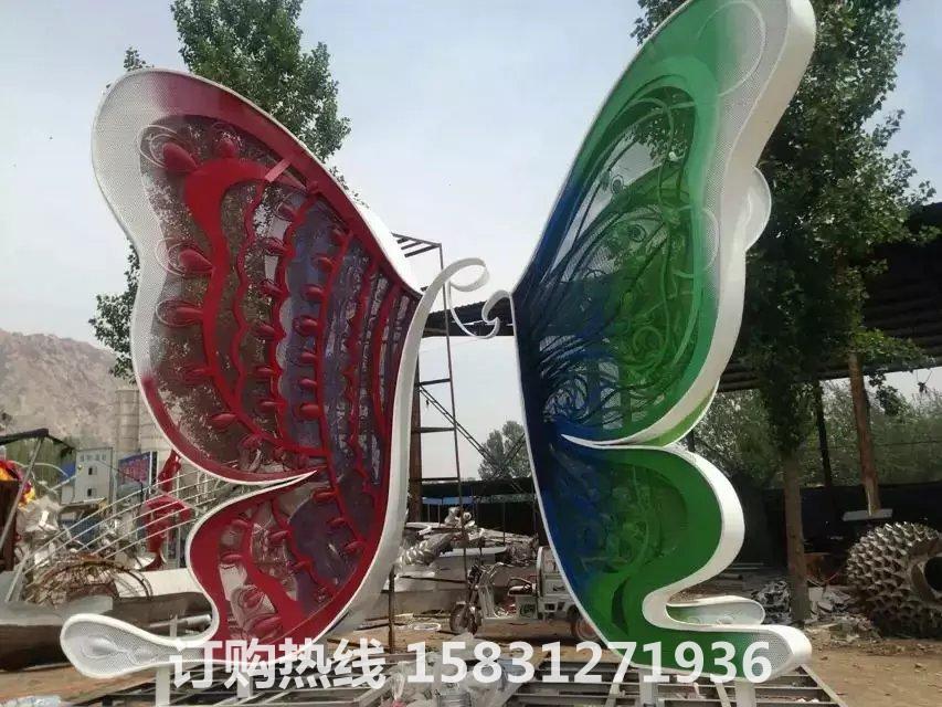 不銹鋼蝴蝶雕塑，廣場彩色蝴蝶不銹鋼雕塑