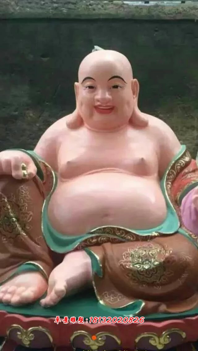 玻璃哈剛彩繪佛像，玻璃鋼彌勒佛(2)