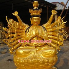 千手觀音銅雕，坐式千手觀音菩薩雕塑