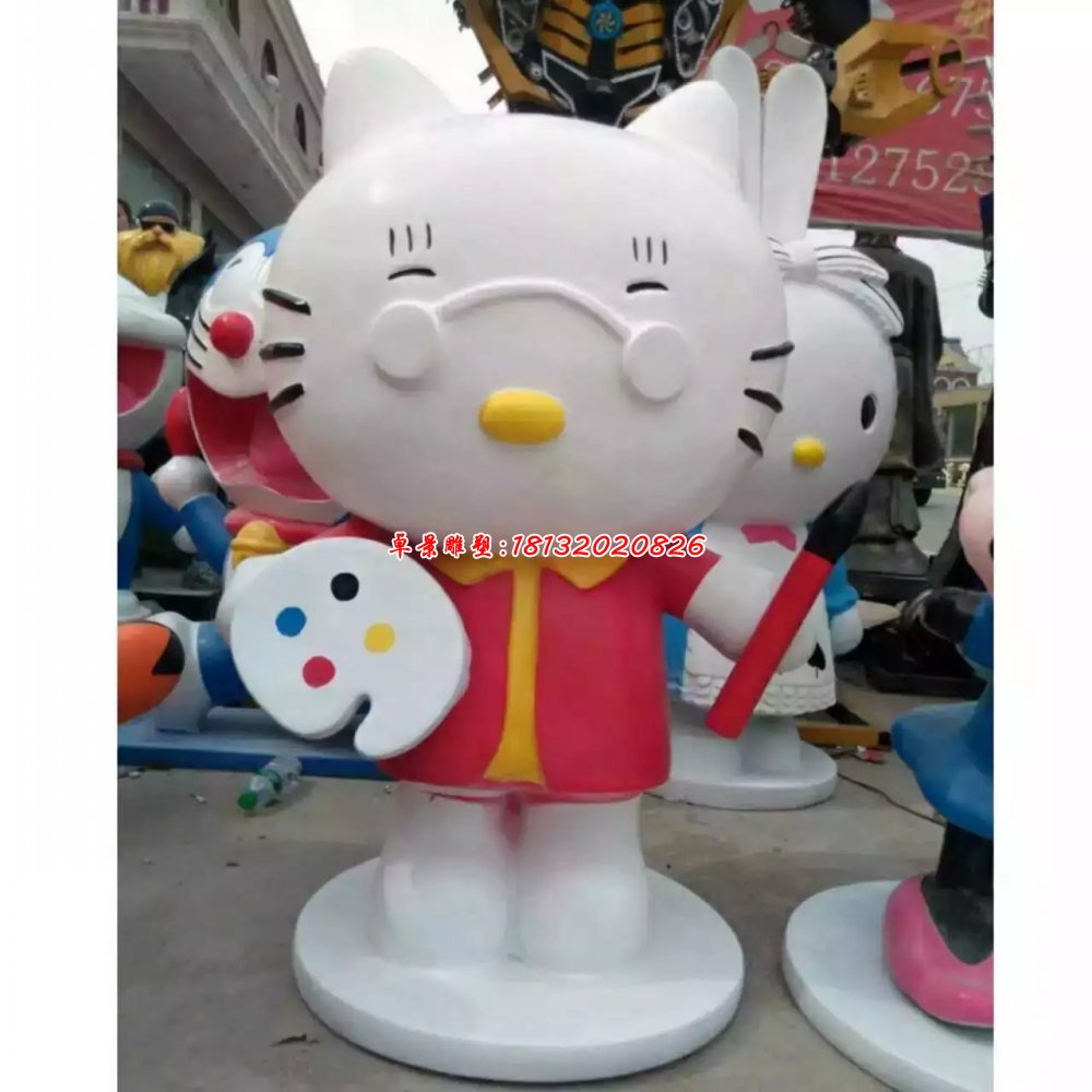 小貓玻璃鋼雕塑，卡通小貓雕塑 (2)