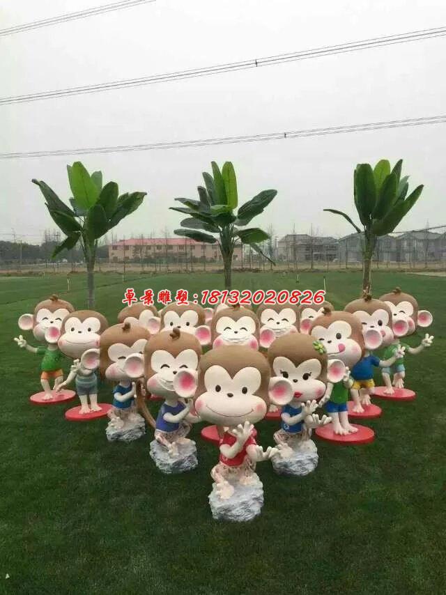 玻璃鋼小猴子雕塑，卡通動(dòng)物雕塑(5)