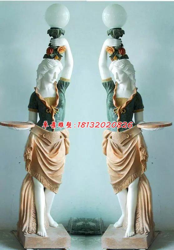 漢白玉石燈，西方人物石燈雕塑