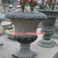 石雕花盆，青石花盆雕塑