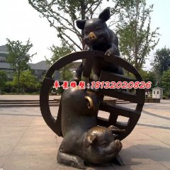 銅雕動(dòng)物雕塑，銅豬雕塑，公園景觀銅雕