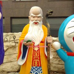 玻璃鋼壽星公雕塑，仿真壽星公雕塑