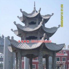 石雕涼亭，三層青石涼亭