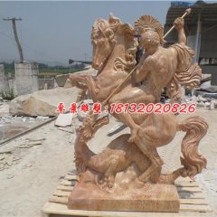 西方戰(zhàn)士石雕，晚霞紅西方人物石雕