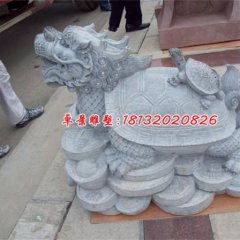 龍龜石雕，青石龍龜?shù)袼?，神獸石雕