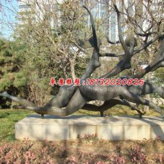 奔跑銅雕，公園抽象人物銅雕