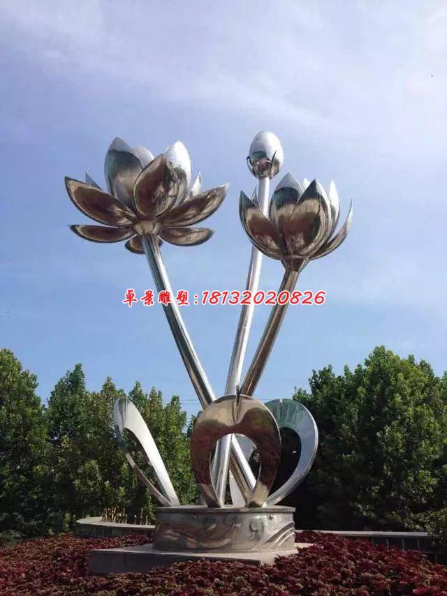 不銹鋼荷花雕塑，公園不銹鋼雕塑