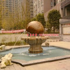 風(fēng)水球石雕，晚霞紅風(fēng)水球噴泉雕塑