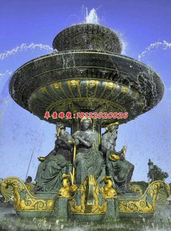 玻璃鋼噴泉雕塑，西方人物噴泉雕塑