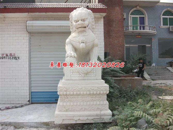 石雕北京獅，踩球石獅子雕塑 (2)