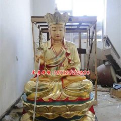 玻璃鋼地藏王雕塑，玻璃鋼貼金雕塑