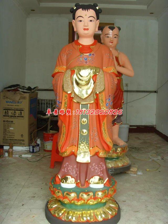 玻璃鋼彩繪龍女雕塑，玻璃鋼彩繪雕塑