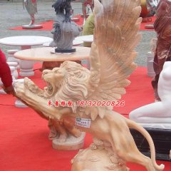 飛獅雕塑，晚霞紅獅子雕塑